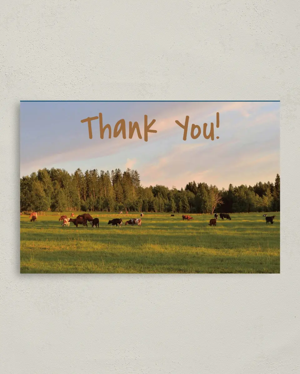 This is a 4" x 6" Folded Business Thank You Card called Cultivating Growth printed in full color on Premium Smooth paper