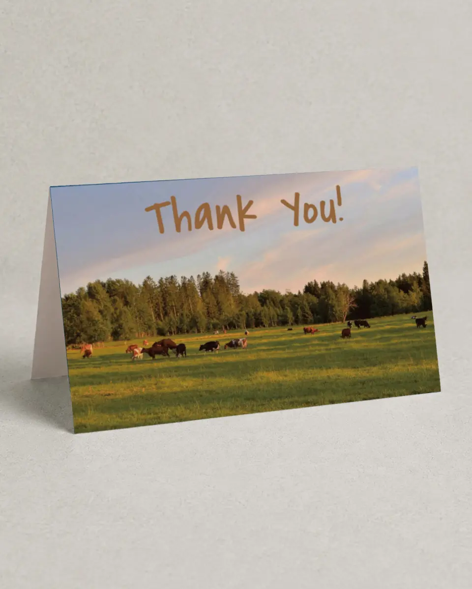 This is a 4" x 6" Folded Business Thank You Card called Cultivating Growth printed in full color on Premium Smooth paper