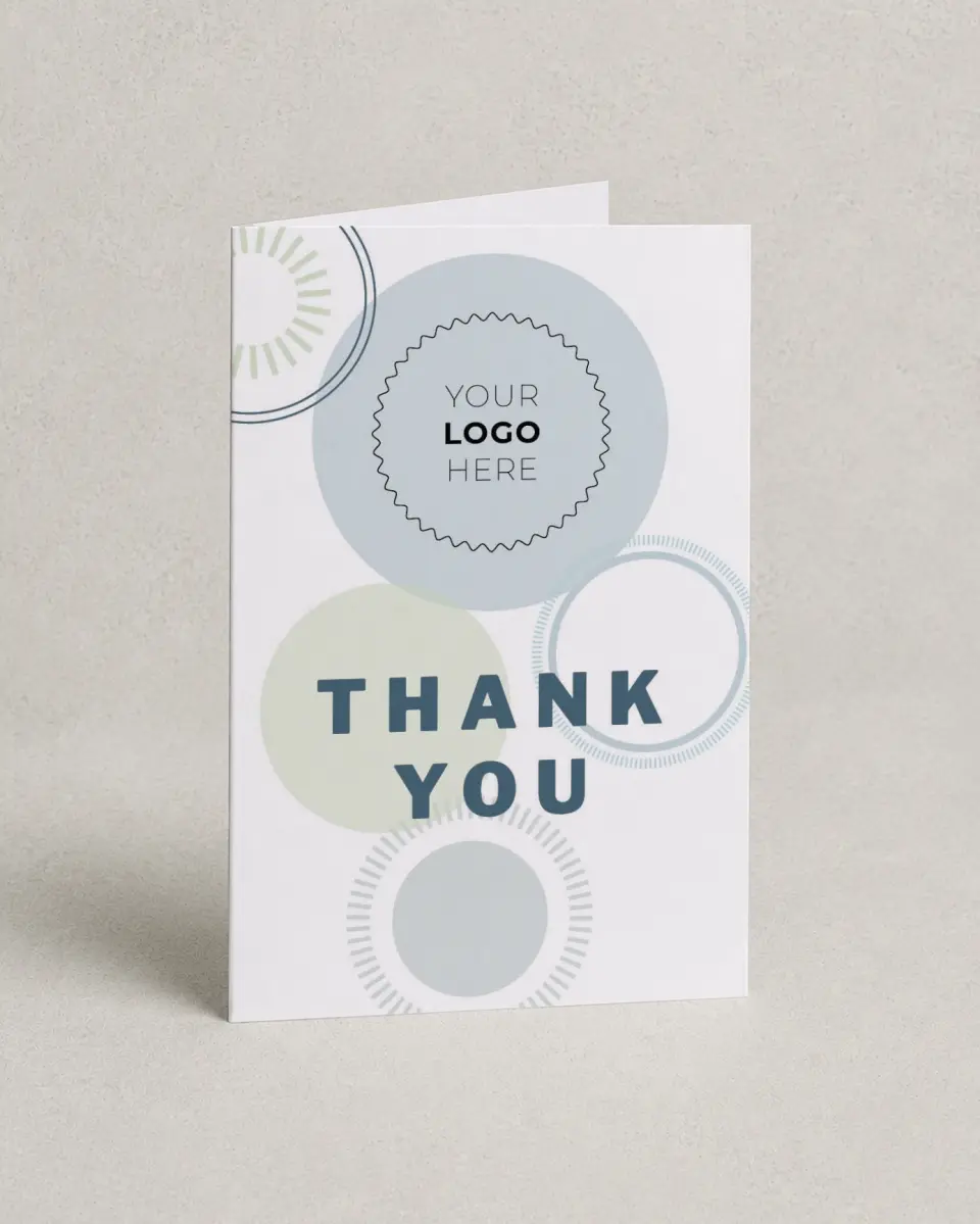 This is a 4" x 6" Folded Business Thank You Card called Popular Spot printed in full color on Premium Smooth paper