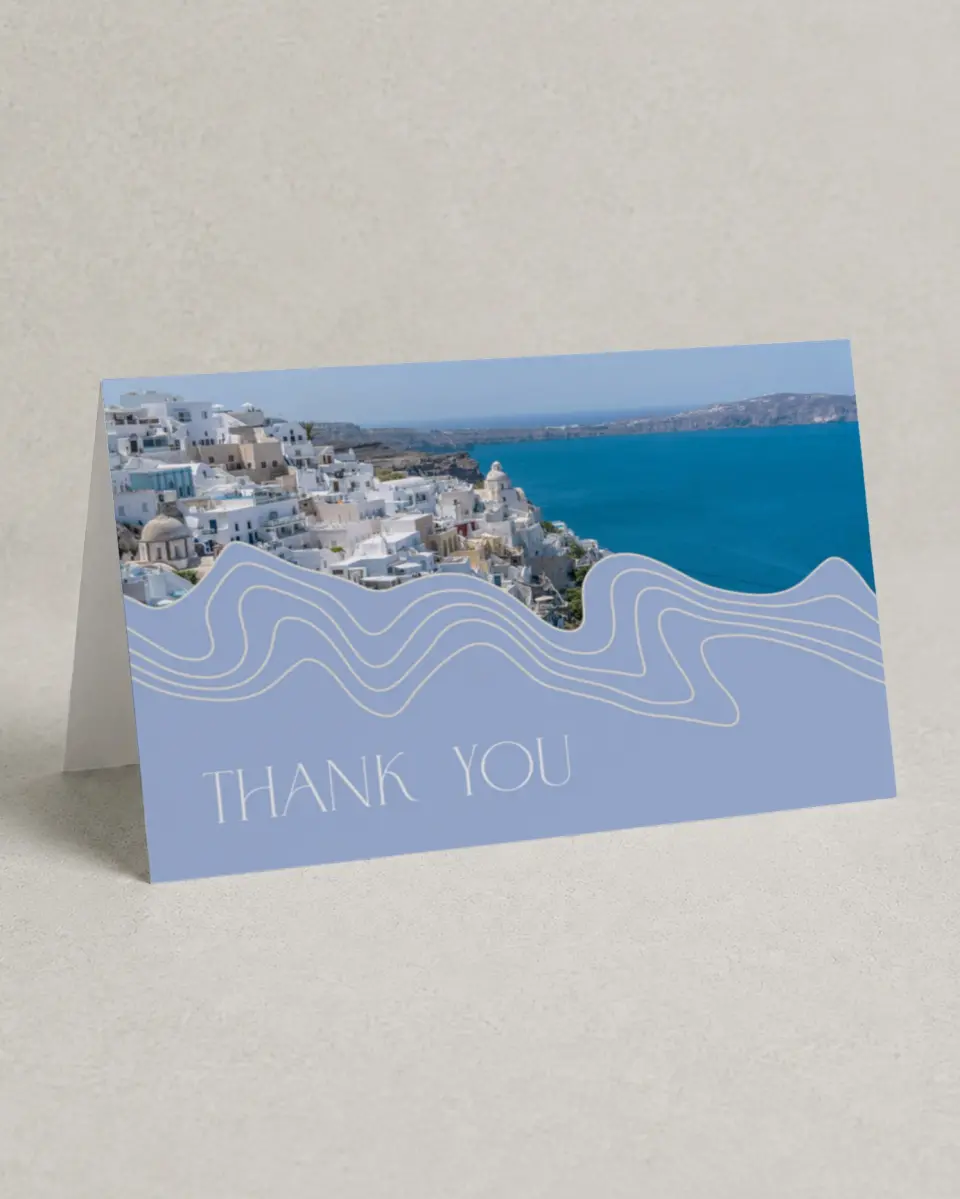 This is a 4" x 6" Folded Business Thank You Card called Contoured Connection printed in full color on Premium Smooth paper