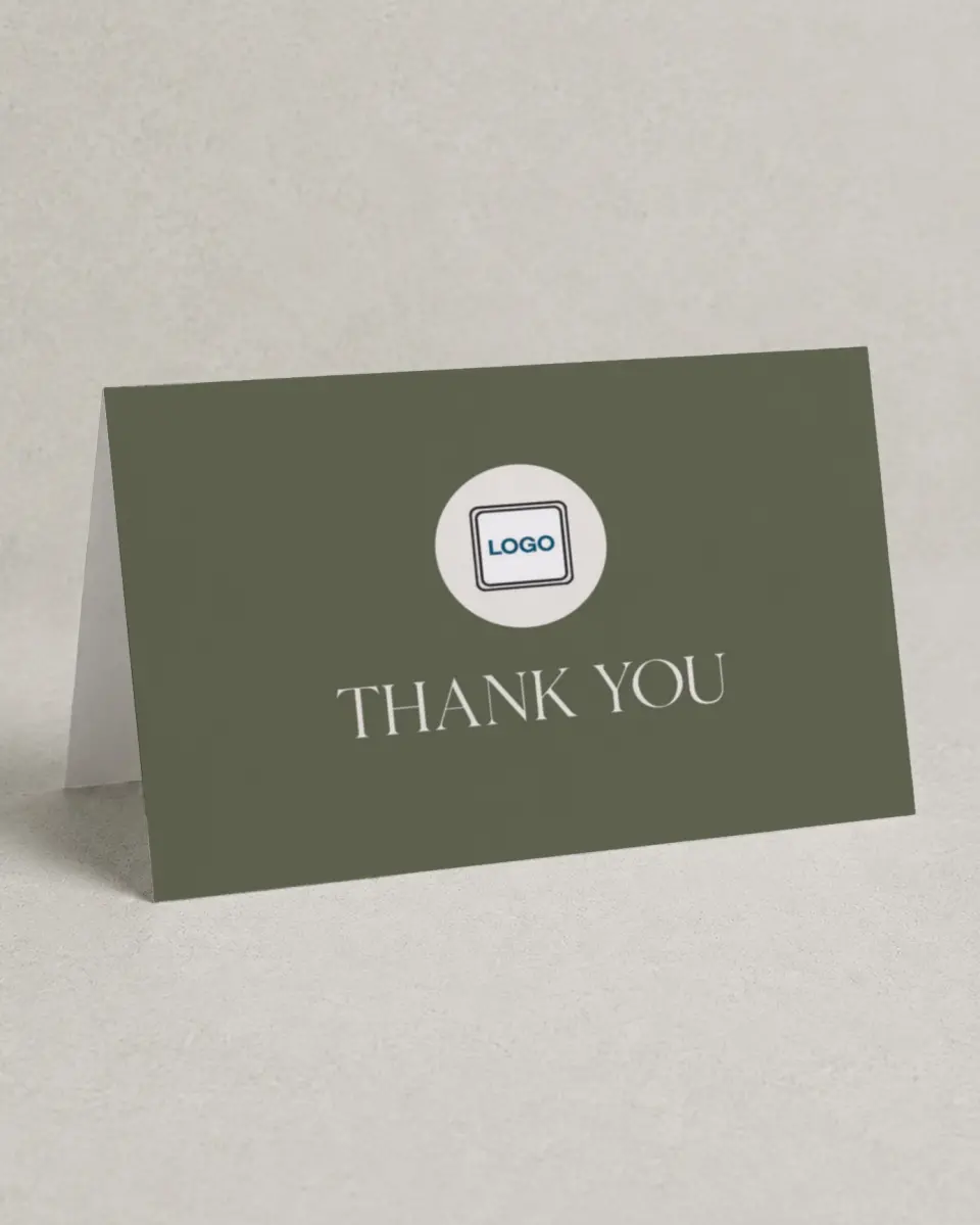 This is a 4" x 6" Folded Business Thank You Card called Refined Approach printed in full color on Premium Smooth paper