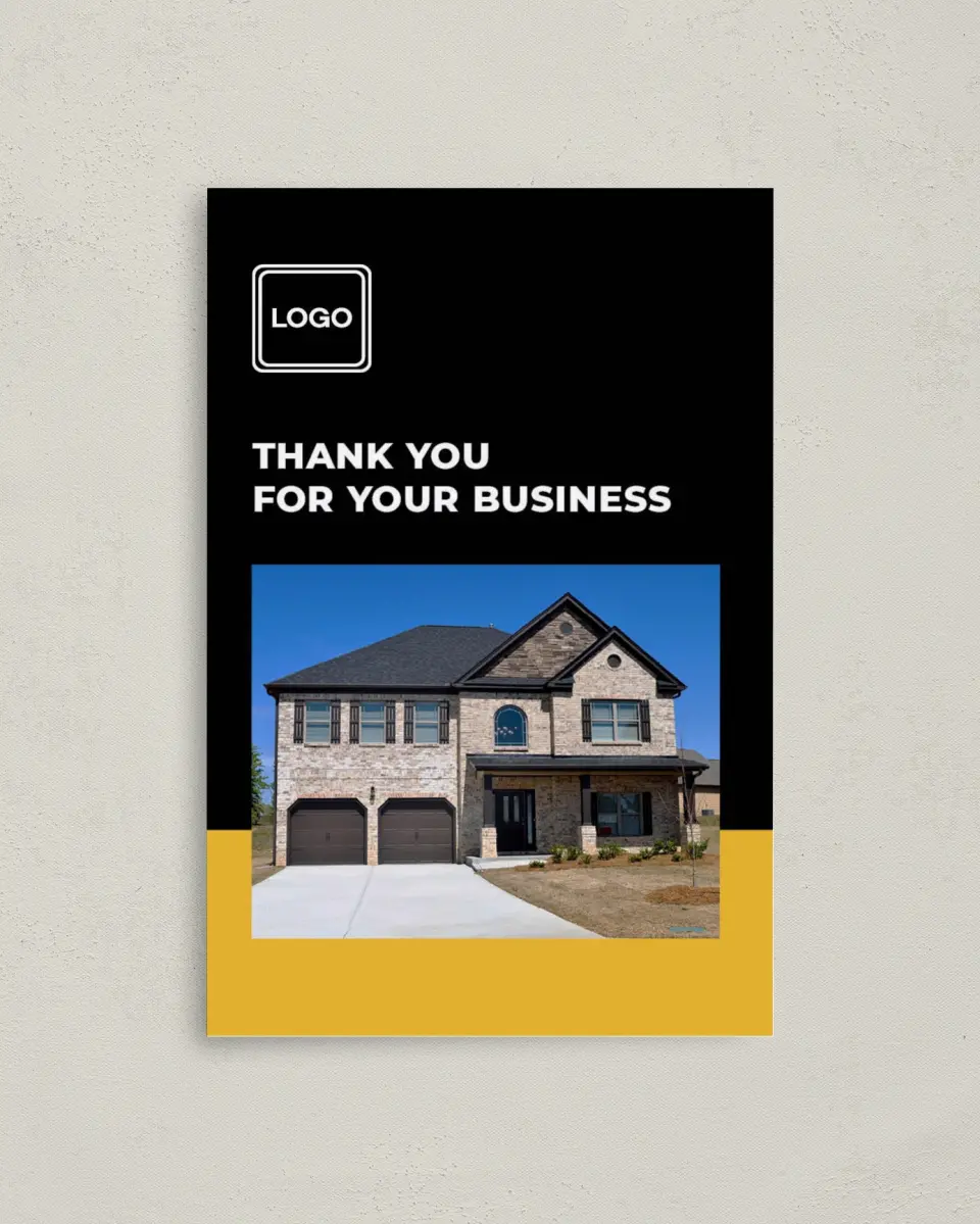 This is a 4" x 6" Folded Business Thank You Card called Bold Framework printed in full color on Premium Smooth paper