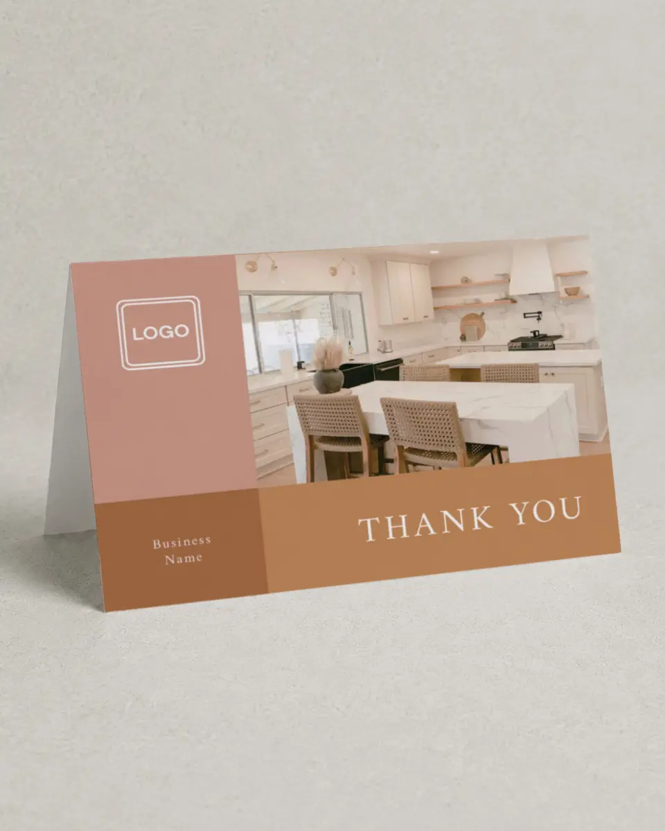 This is a 4" x 6" Folded Business Thank You Card called Modern Balance printed in full color on Premium Smooth paper