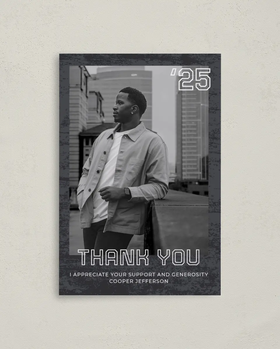 This is a 4" x 6" Folded Graduation Thank You Card called Future Forward printed in full color on Premium Smooth paper