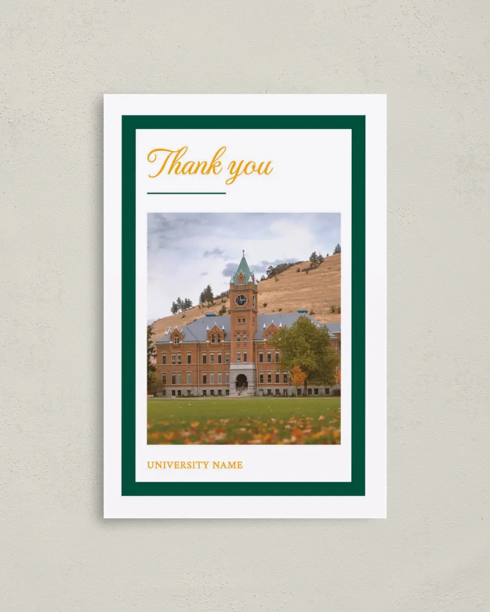 This is a 4" x 6" Folded Business Thank You Card called Lasting Legacy printed in full color