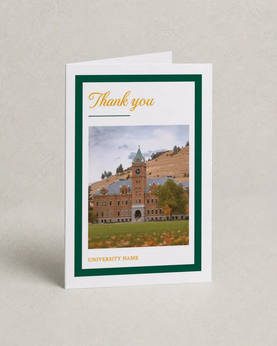 This is a 4" x 6" Folded Business Thank You Card called Lasting Legacy printed in full color