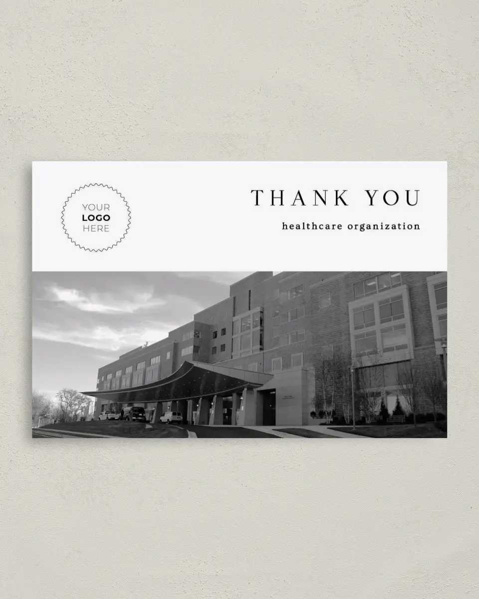 This is a 4" x 6" Folded Business Thank You Card called Starlight Gala printed in full color
