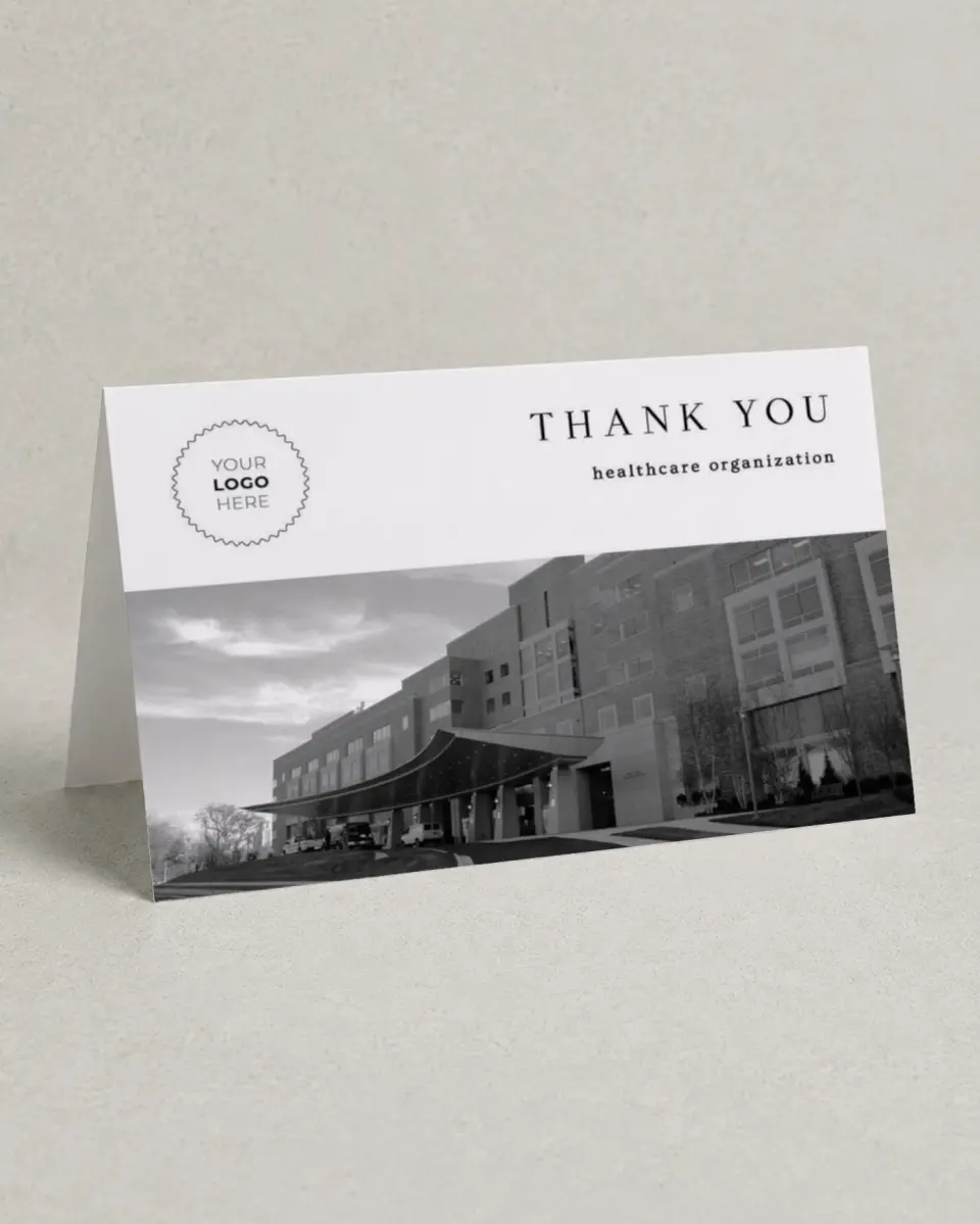 This is a 4" x 6" Folded Business Thank You Card called Starlight Gala printed in full color