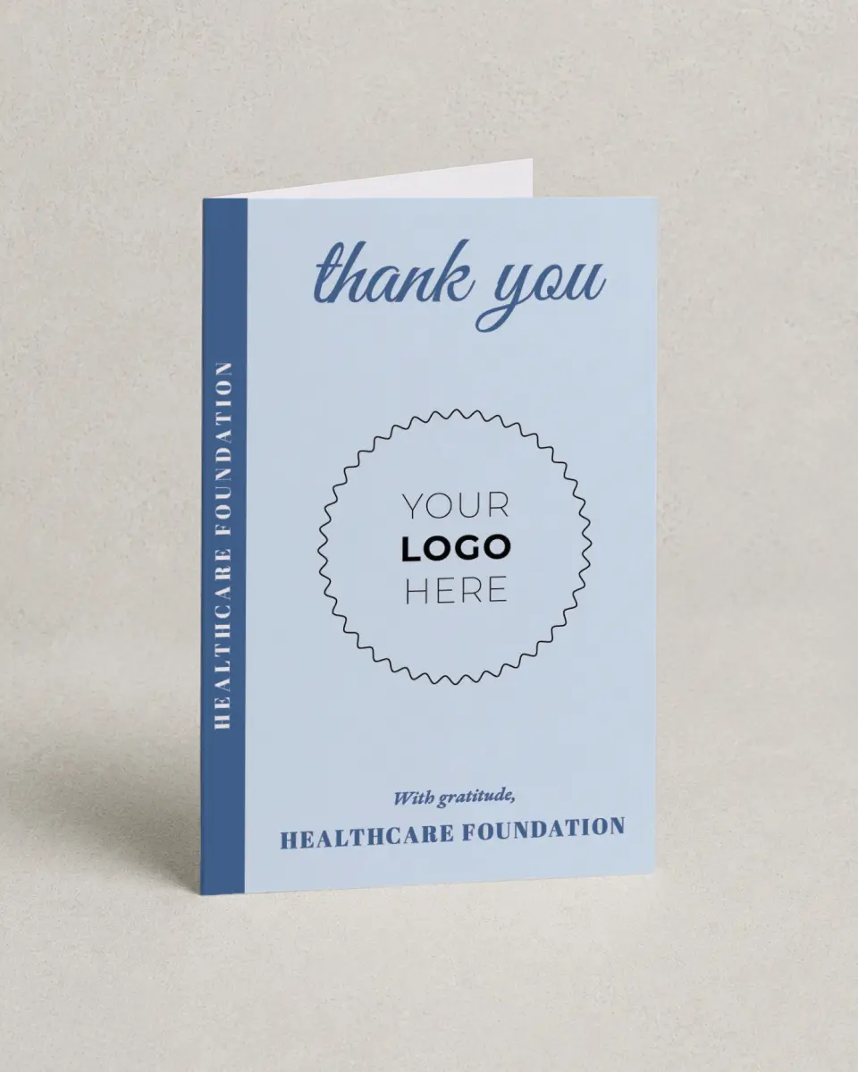 This is a 4" x 6" Folded Business Thank You Card called Healing Hearts printed in full color