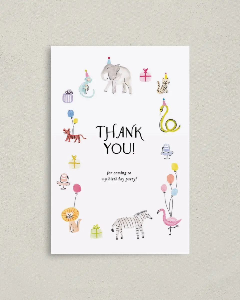 This is a 4" x 6" Folded Thank You Card called Born to be WILD printed in full color on Premium Smooth paper