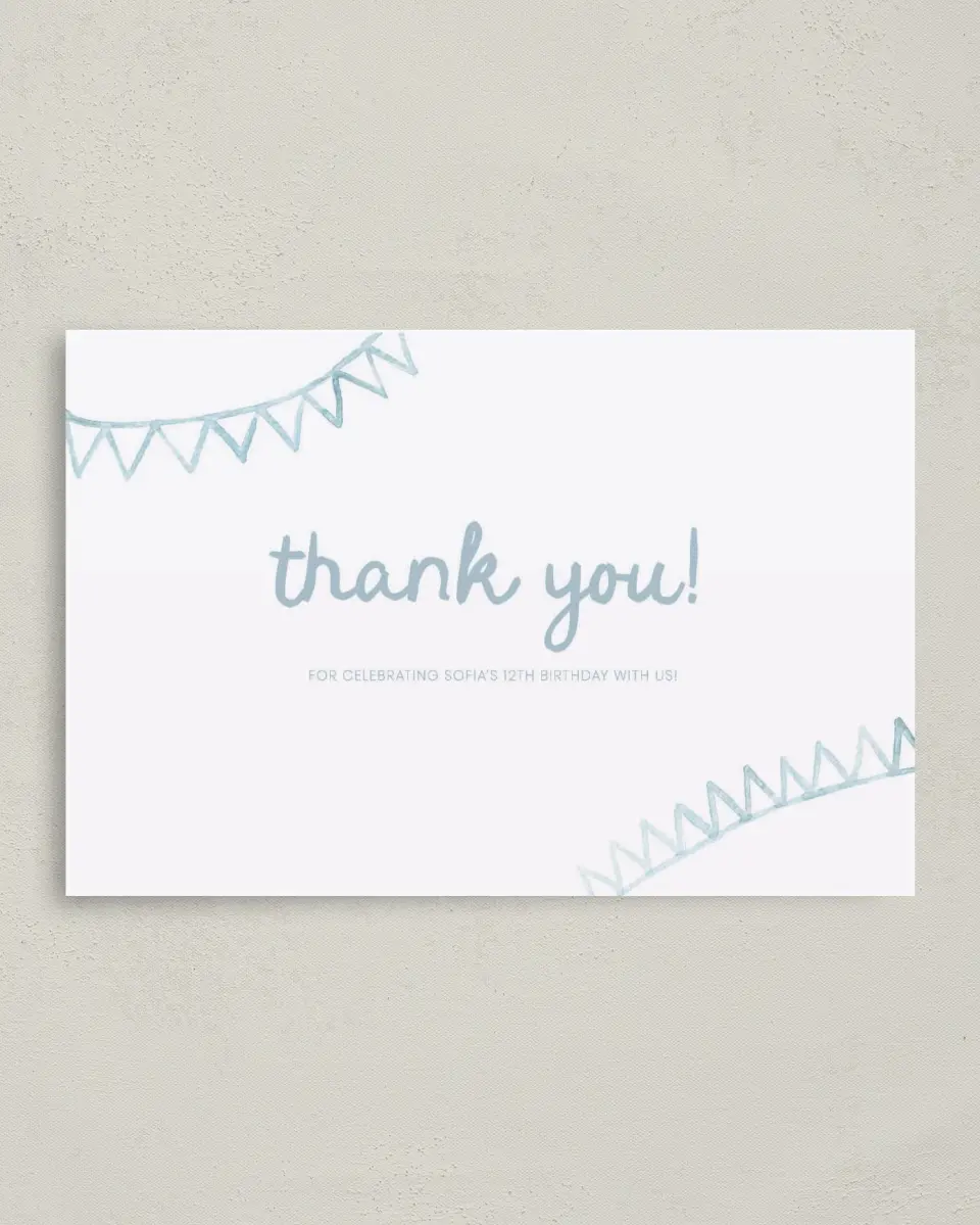 This is a 4" x 6" Folded Thank You Card called Pool Party printed in full color on Premium Smooth paper