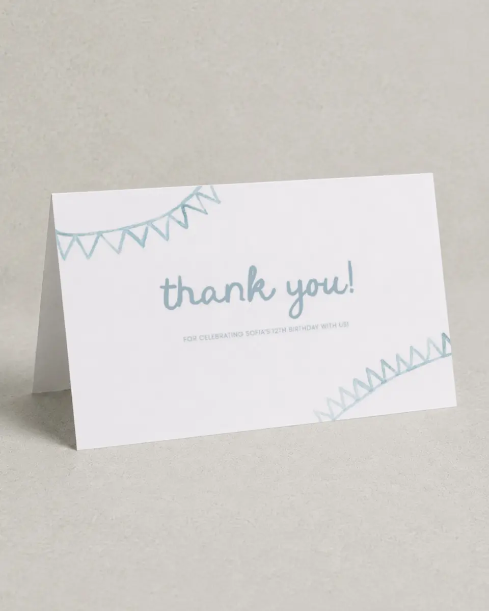 This is a 4" x 6" Folded Thank You Card called Pool Party printed in full color on Premium Smooth paper