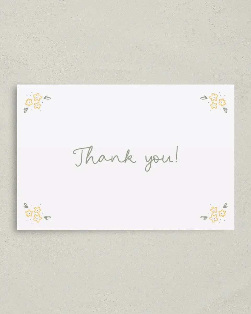 This is a 4" x 6" Folded Newlywed called Dainty Daisies printed in full color on Premium Smooth paper