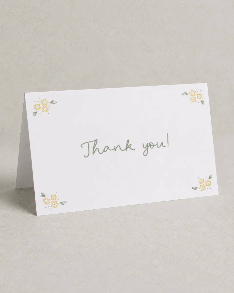 This is a 4" x 6" Folded Newlywed called Dainty Daisies printed in full color on Premium Smooth paper