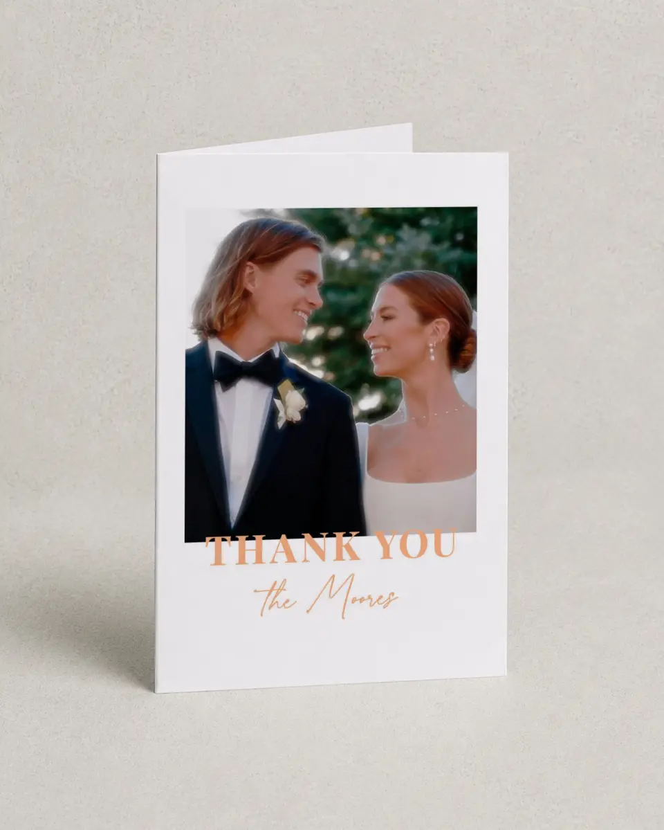 This is a 4" x 6" Folded Thank You Card called The Jess printed in full color on Premium Smooth paper