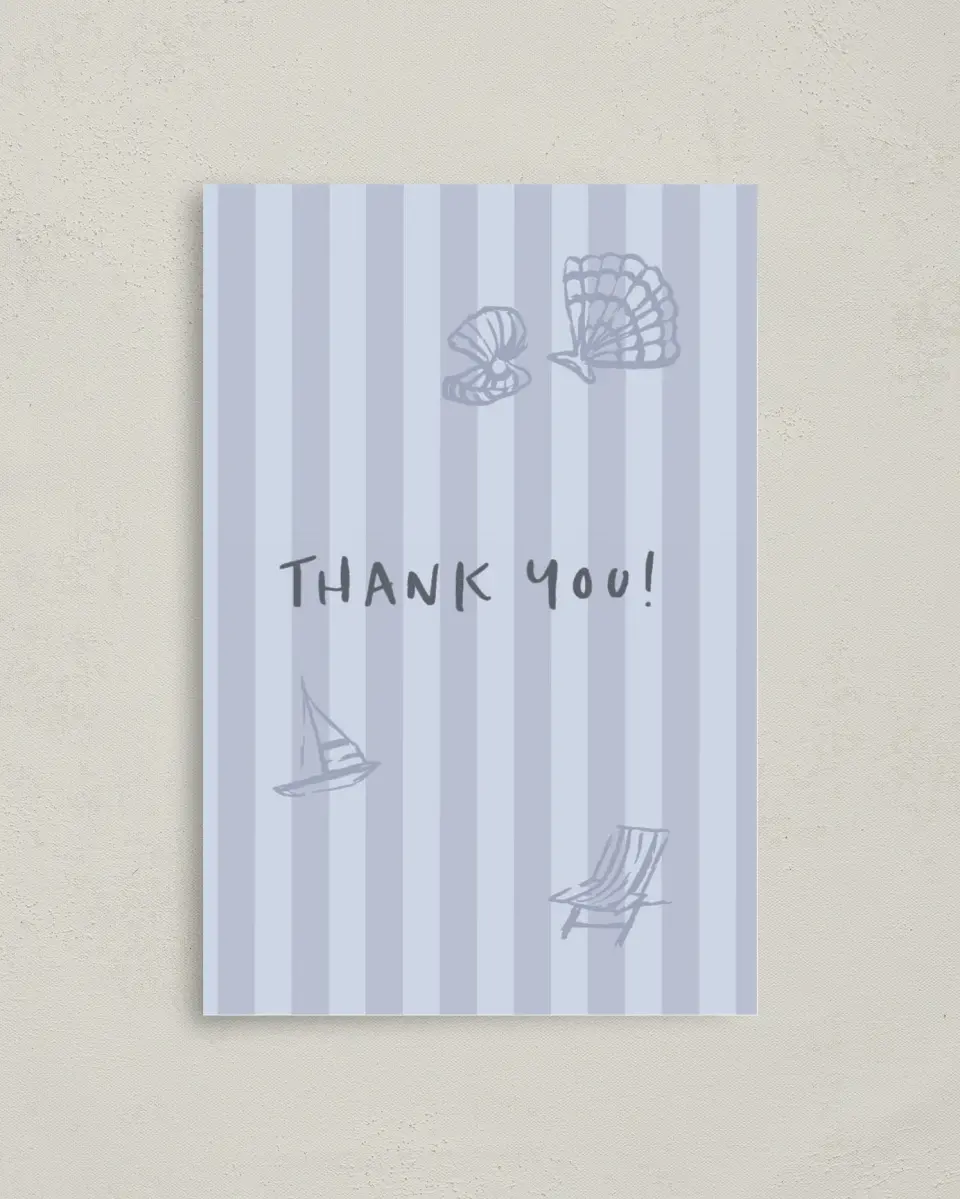 This is a 4" x 6" Folded Newlywed called Shell-ebrate printed in full color on Premium Smooth paper