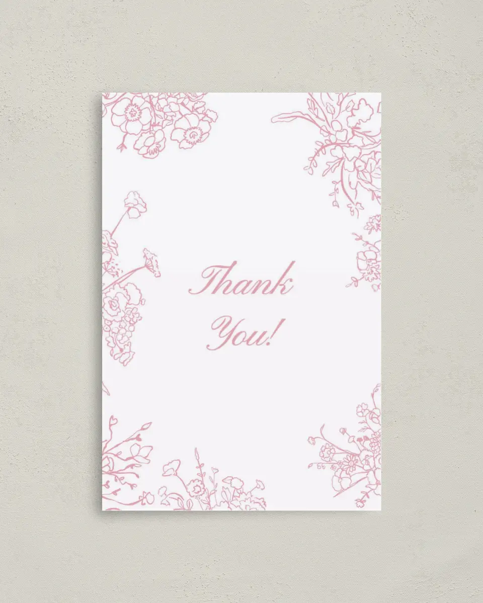 This is a 4" x 6" Folded Newlywed called Soft Reverie printed in full color on Premium Smooth paper