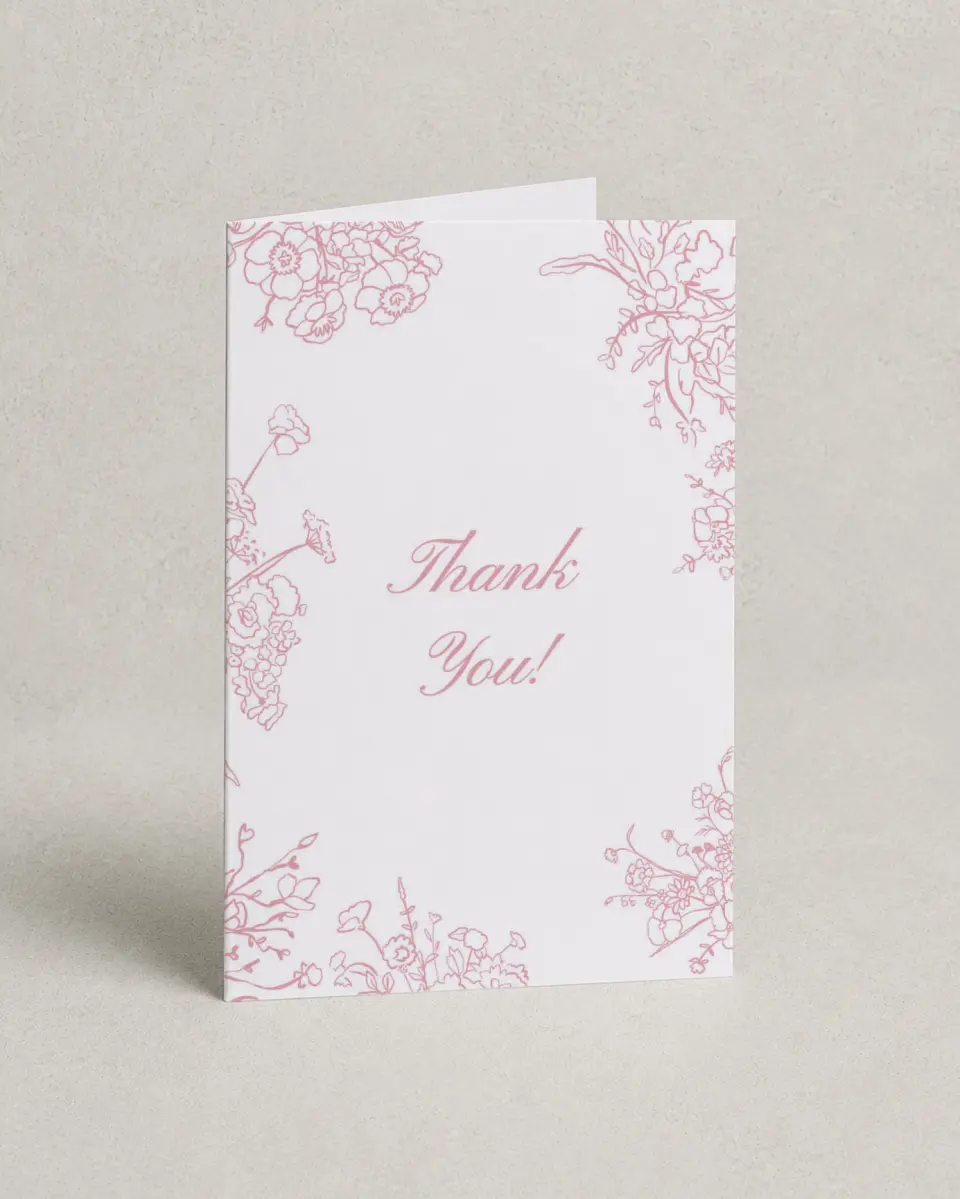 This is a 4" x 6" Folded Newlywed called Soft Reverie printed in full color on Premium Smooth paper