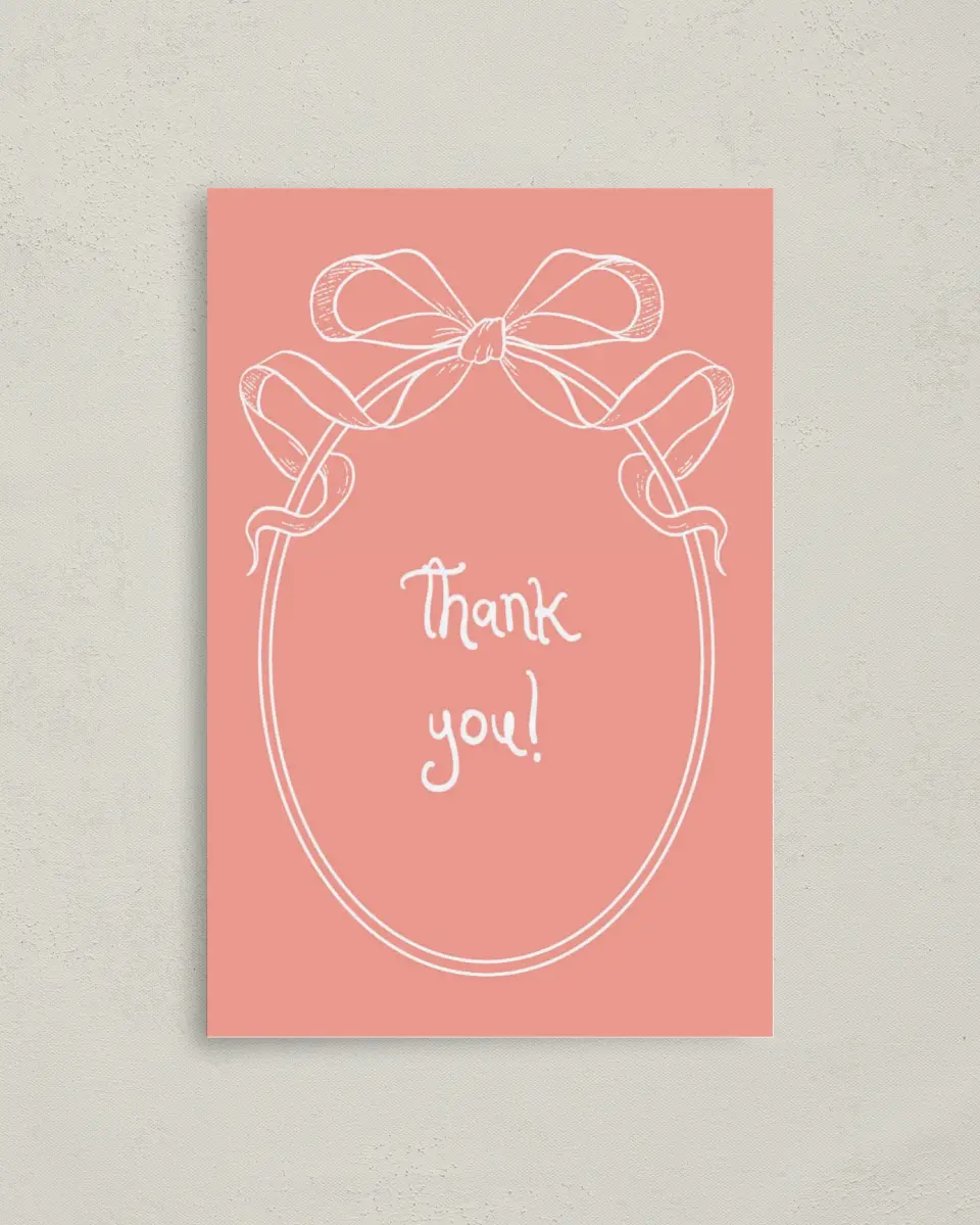 This is a 4" x 6" Folded Newlywed called Bridal Bow printed in full color on Premium Smooth paper