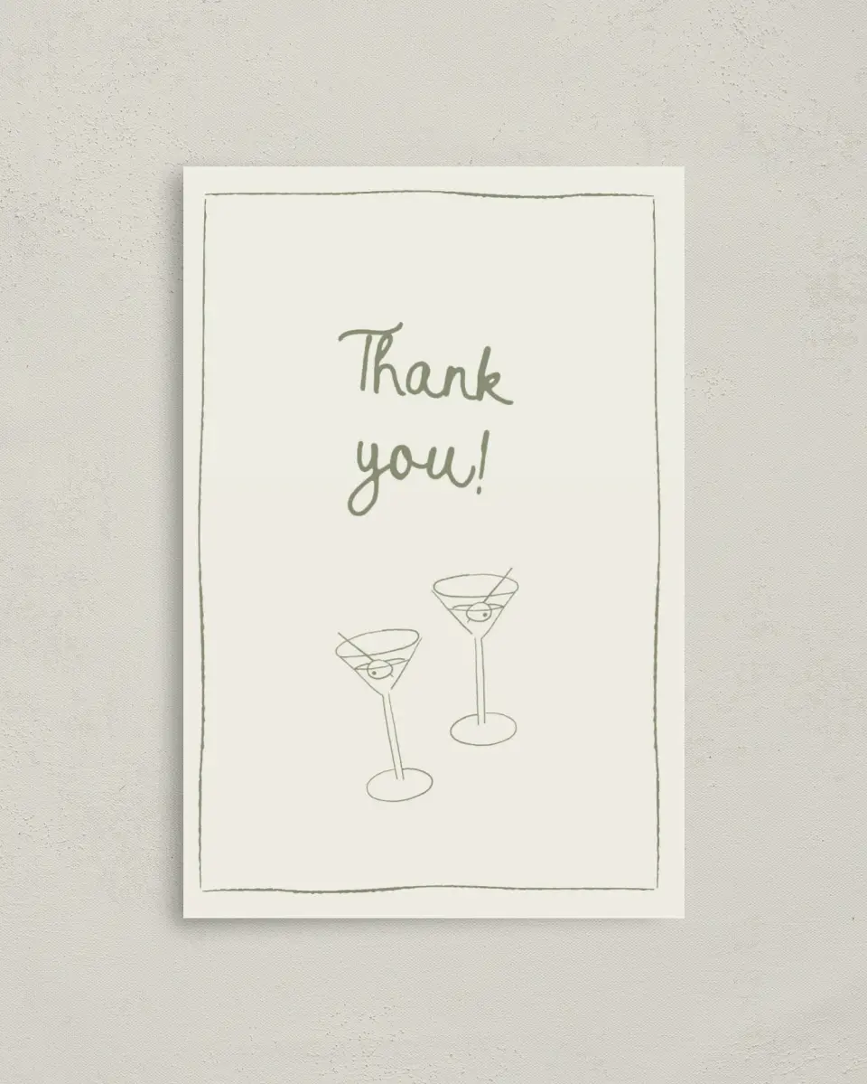 This is a 4" x 6" Folded Newlywed called Tini Bit Longer printed in full color on Premium Smooth paper