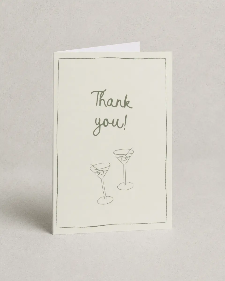 This is a 4" x 6" Folded Newlywed called Tini Bit Longer printed in full color on Premium Smooth paper