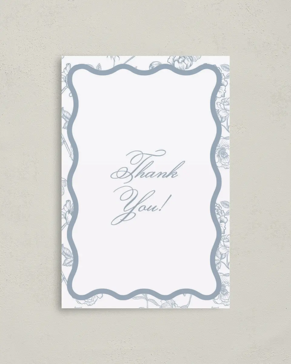 This is a 4" x 6" Folded Newlywed called Something Blue printed in full color on Premium Smooth paper