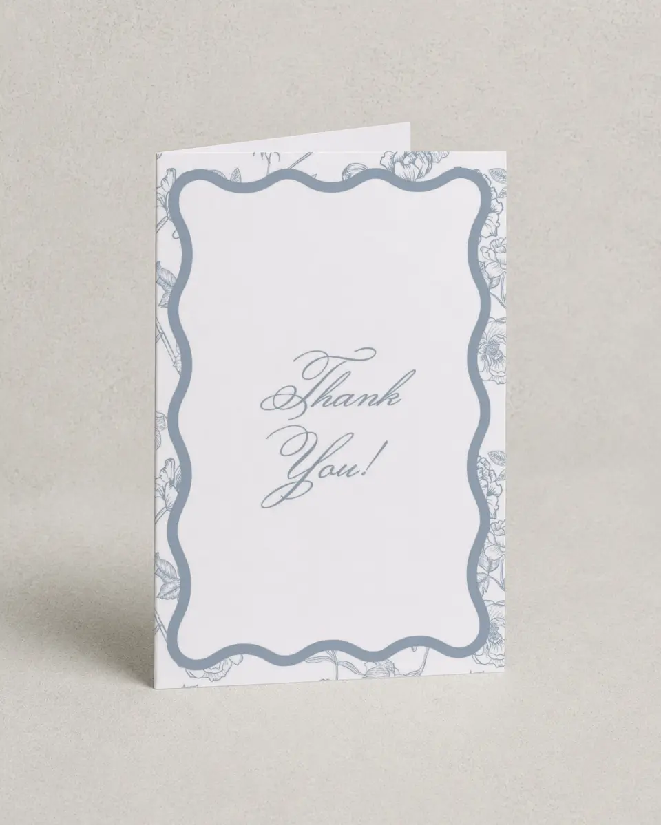 This is a 4" x 6" Folded Newlywed called Something Blue printed in full color on Premium Smooth paper