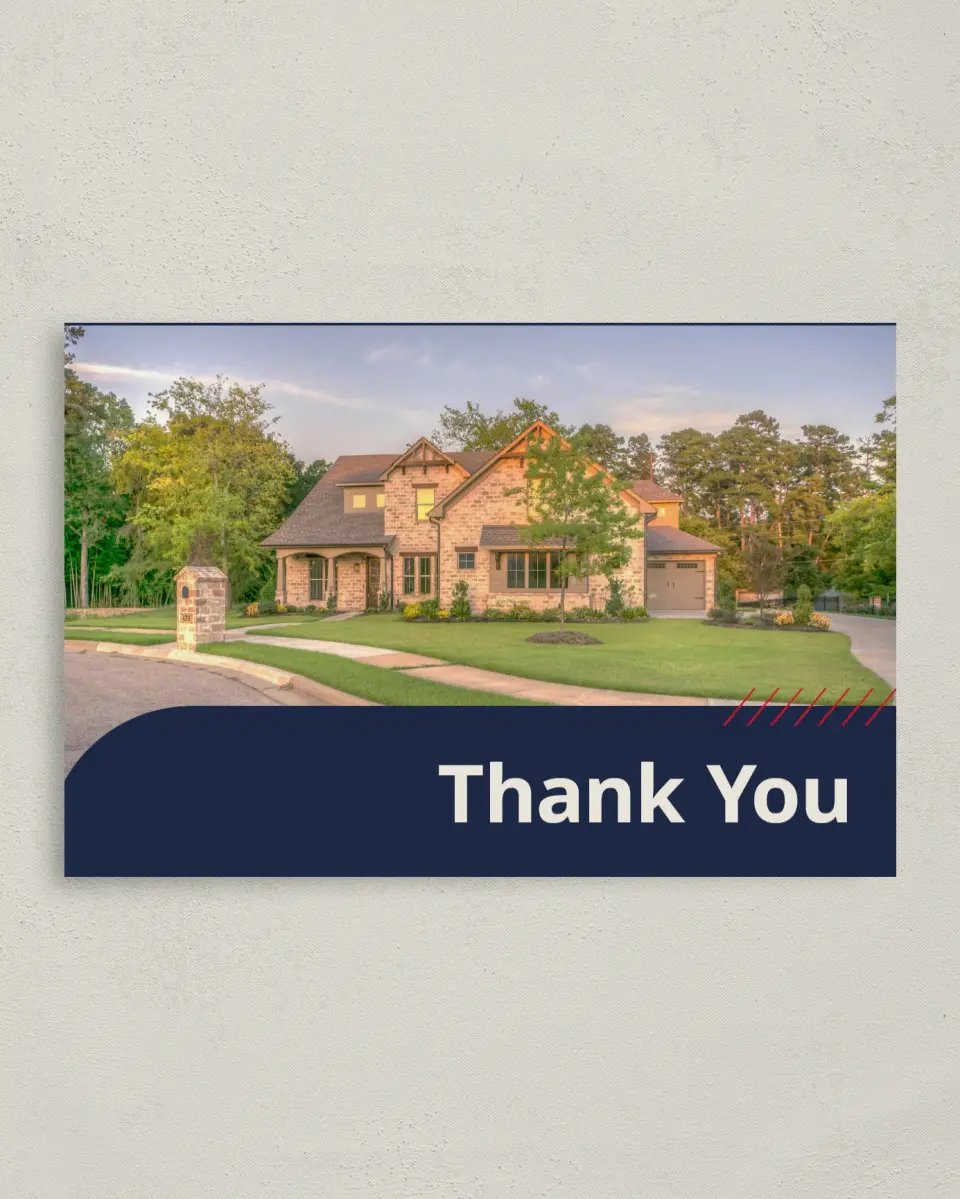 This is a 4" x 6" Folded Business Thank You Card called REMAX Arched Agent printed in full color on Premium Smooth paper