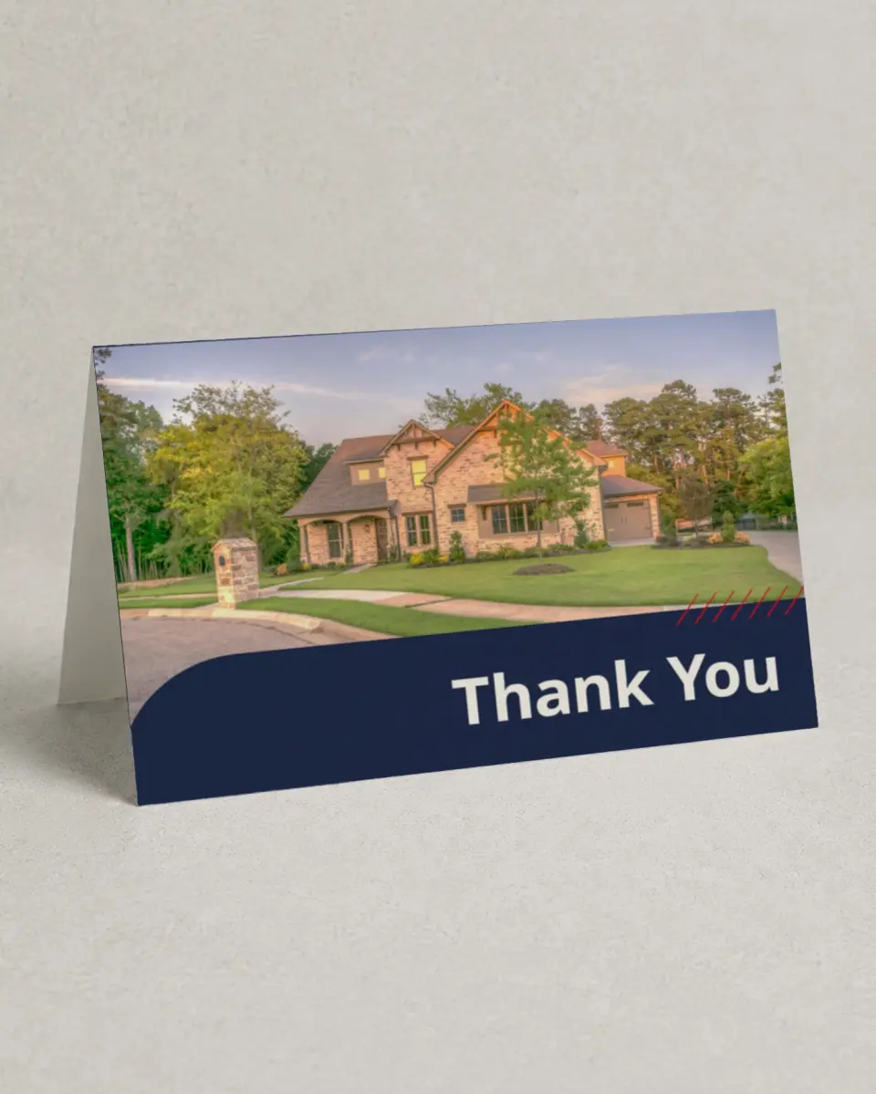 This is a 4" x 6" Folded Business Thank You Card called REMAX Arched Agent printed in full color on Premium Smooth paper
