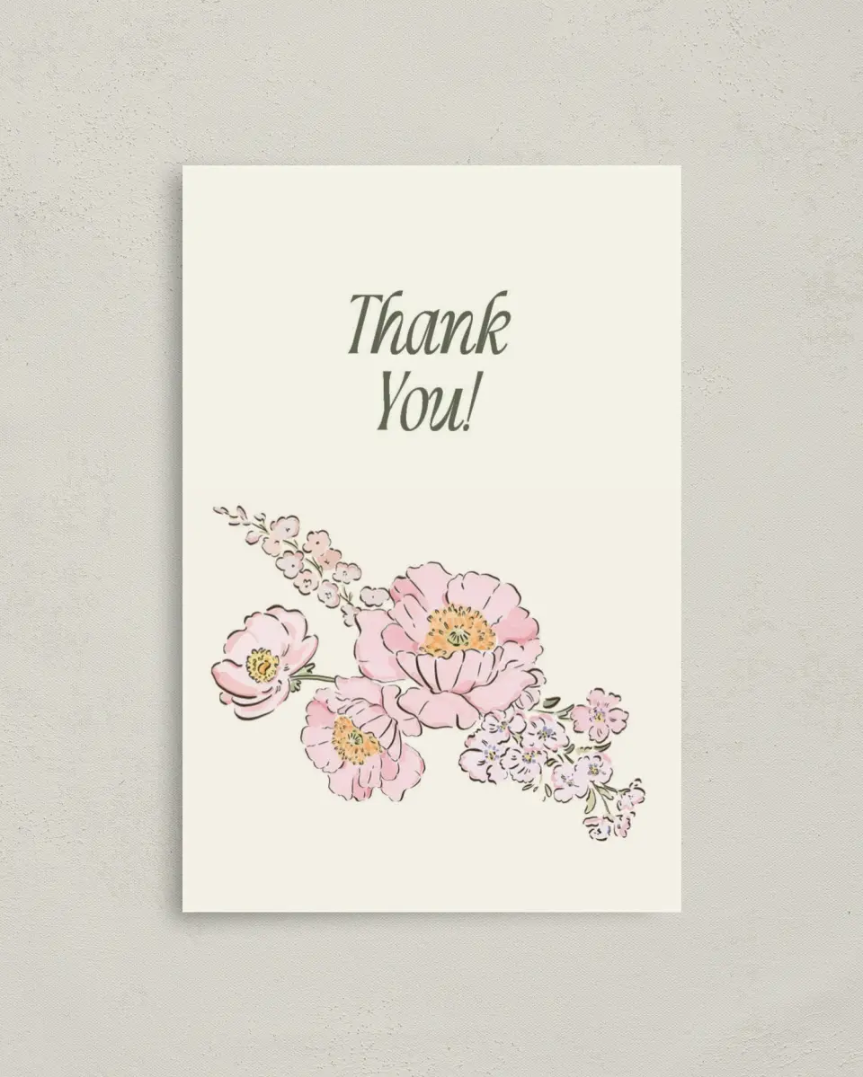 This is a 4" x 6" Folded Newlywed called Floral Shower printed in full color on Premium Smooth paper