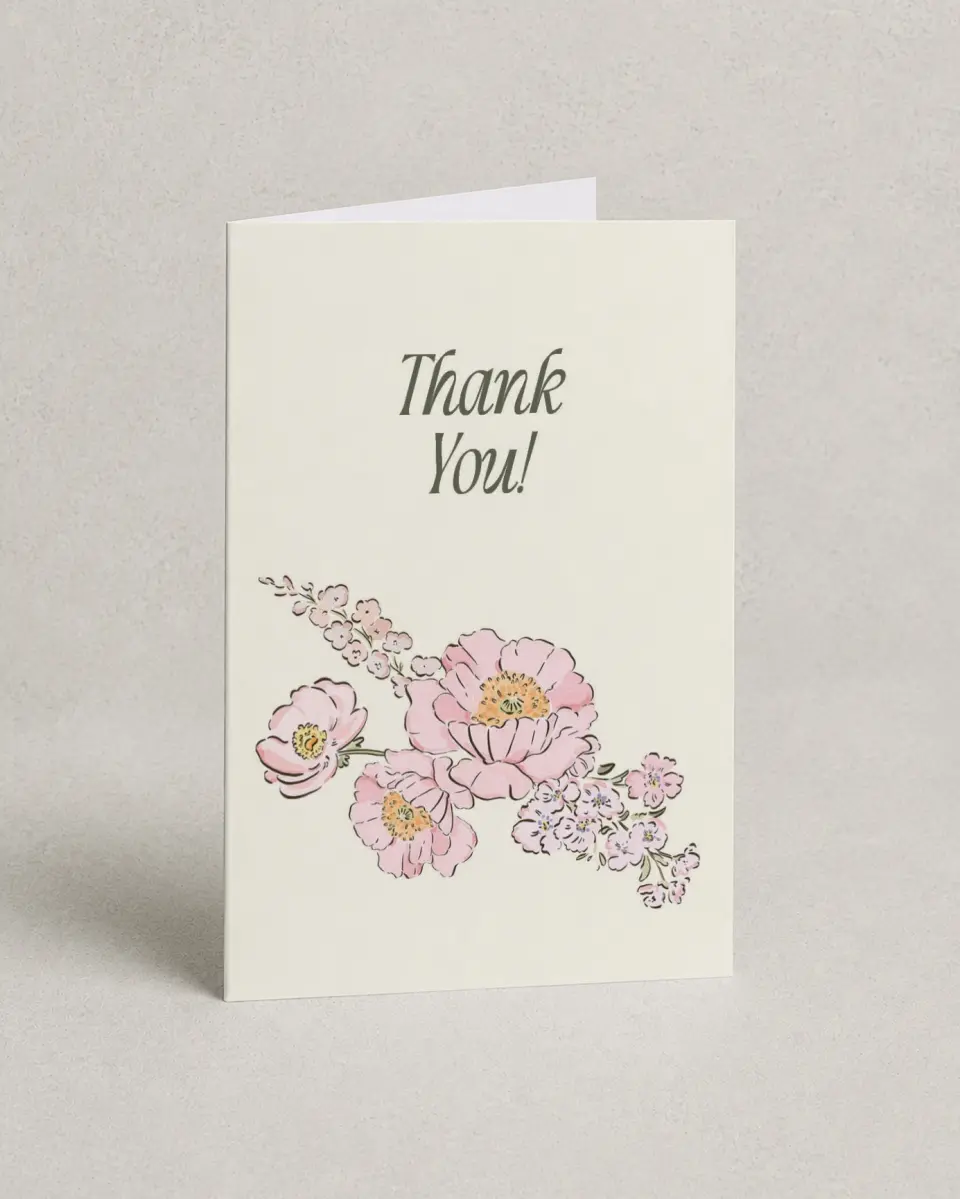 This is a 4" x 6" Folded Newlywed called Floral Shower printed in full color on Premium Smooth paper
