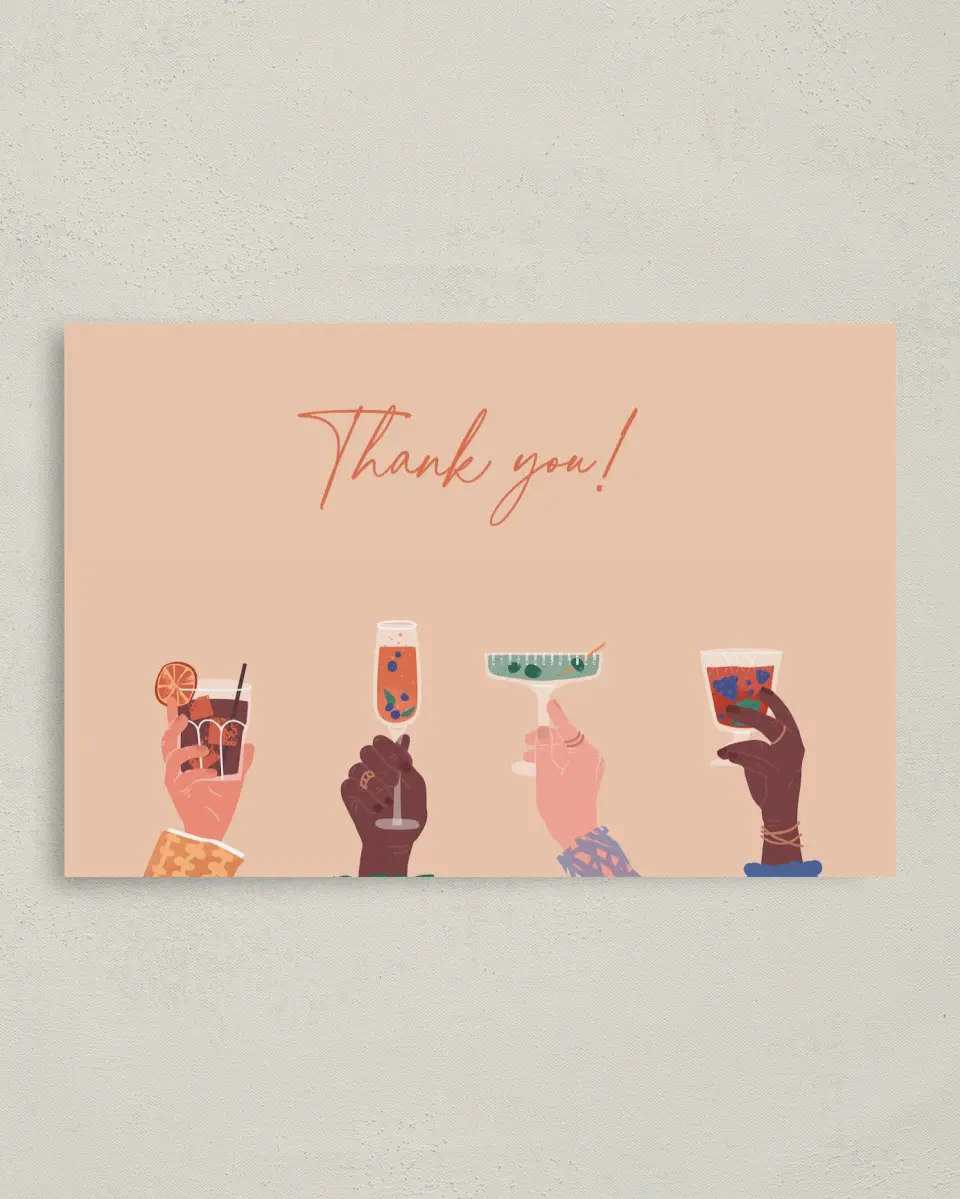 This is a 4" x 6" Folded Newlywed called Cocktail Shower printed in full color on Premium Smooth paper