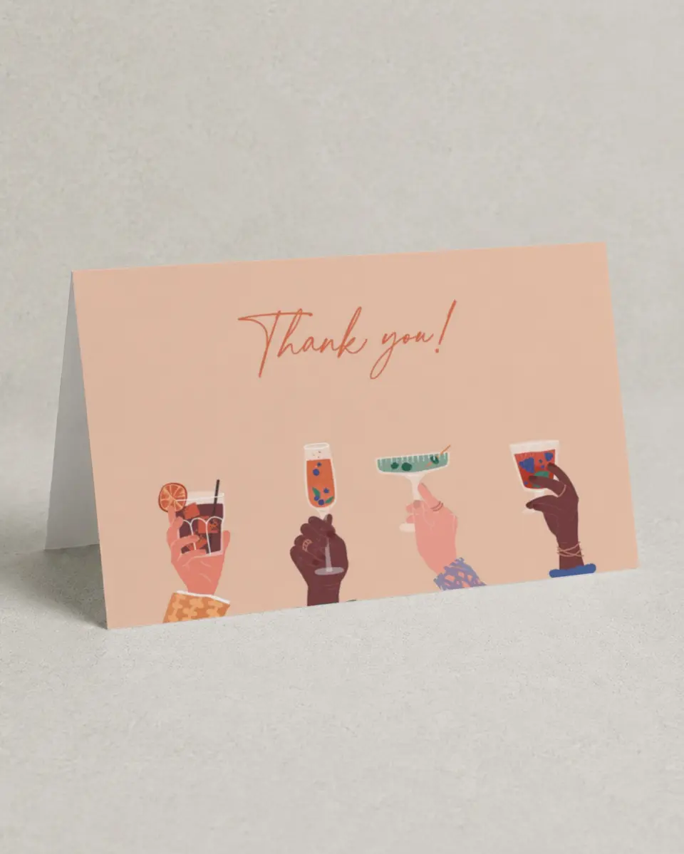 This is a 4" x 6" Folded Newlywed called Cocktail Shower printed in full color on Premium Smooth paper
