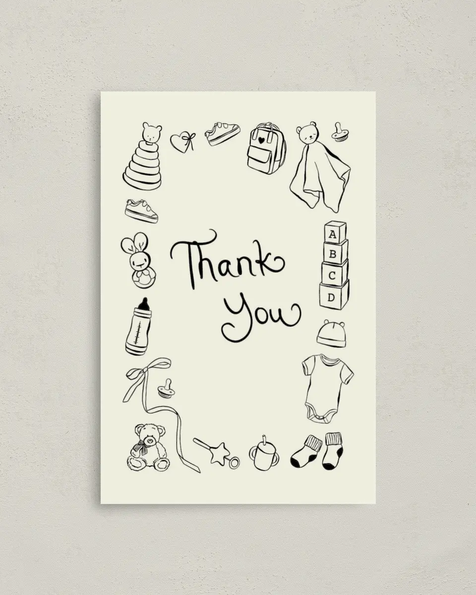 This is a 4" x 6" Folded Newlywed called Darling Doodle printed in full color on Premium Smooth paper