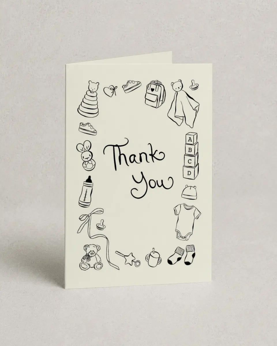 This is a 4" x 6" Folded Newlywed called Darling Doodle printed in full color on Premium Smooth paper
