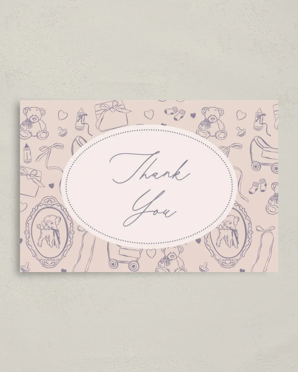 This is a 4" x 6" Folded Newlywed called Bottles & Bows printed in full color on Premium Smooth paper