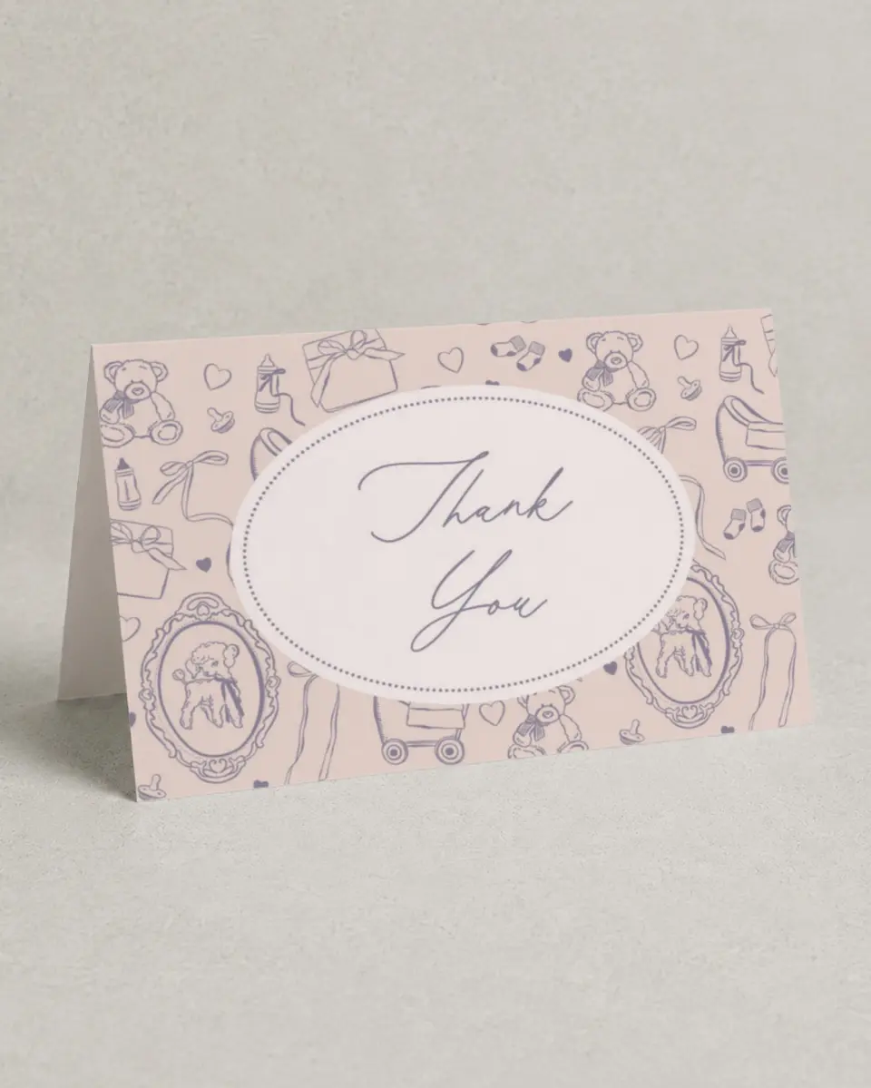 This is a 4" x 6" Folded Newlywed called Bottles & Bows printed in full color on Premium Smooth paper