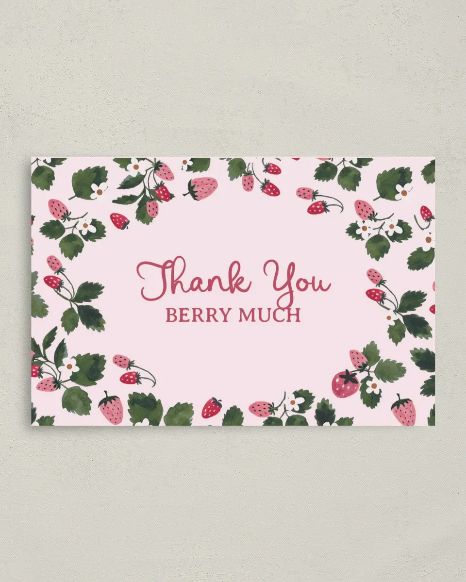 This is a 4" x 6" Folded Newlywed called Berry Sweet Baby printed in full color on Premium Smooth paper