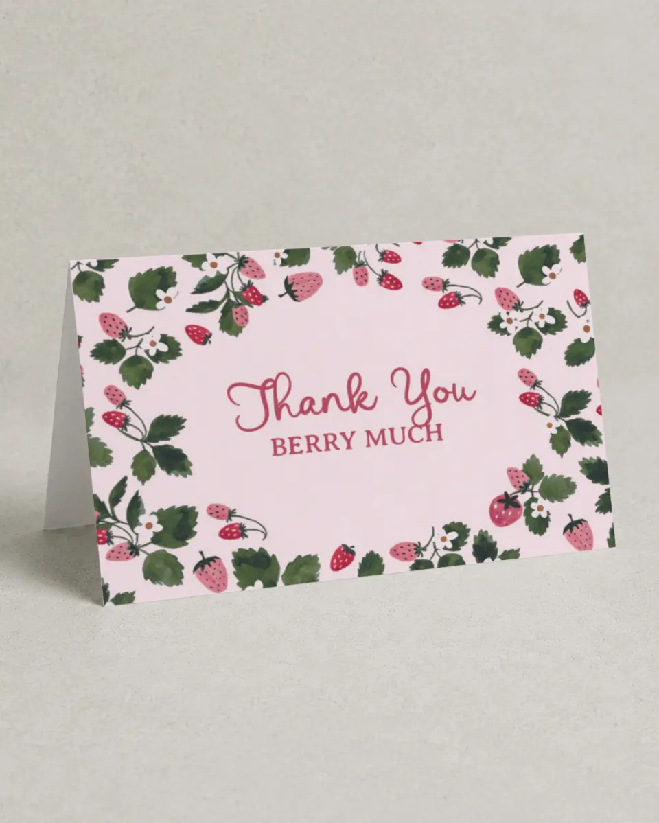 This is a 4" x 6" Folded Newlywed called Berry Sweet Baby printed in full color on Premium Smooth paper