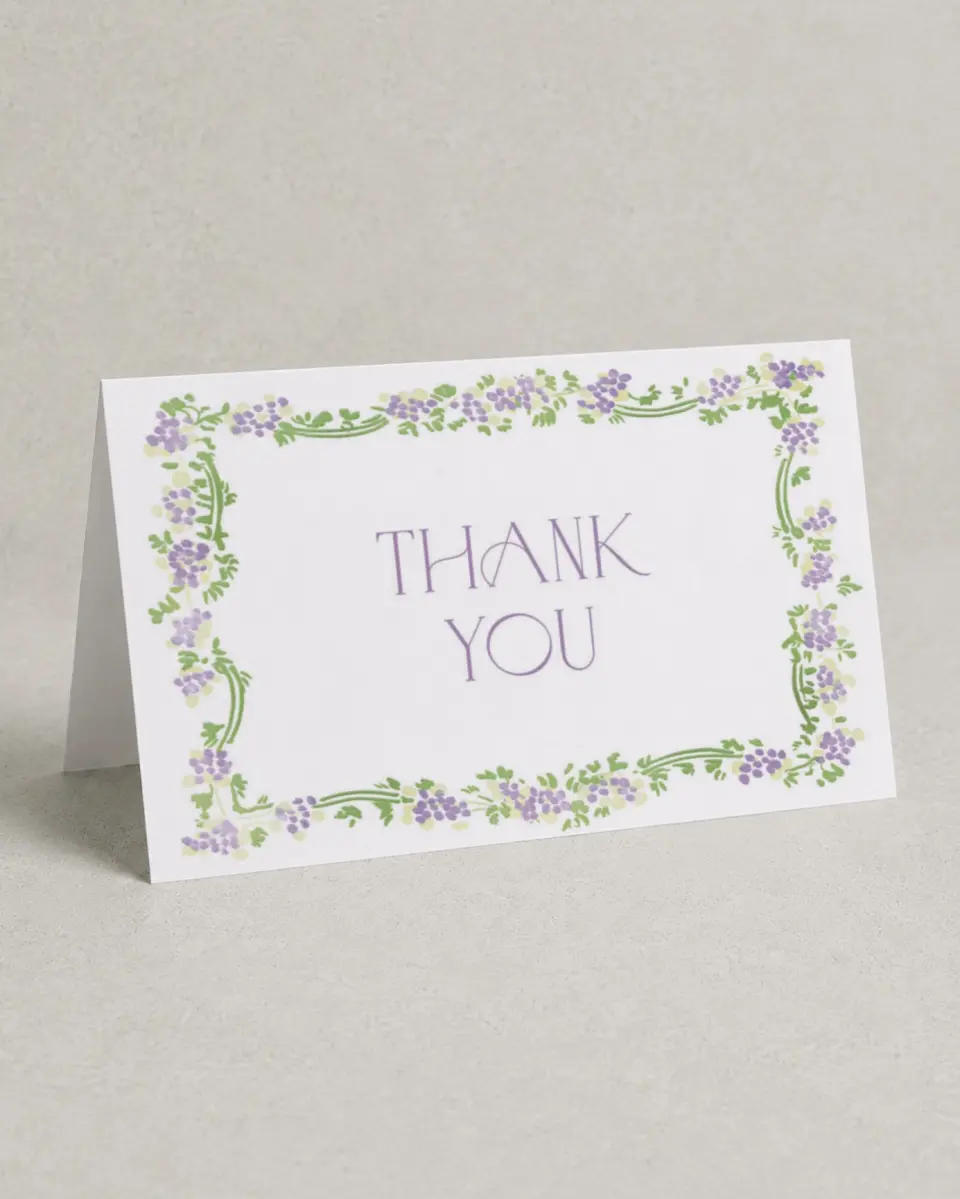This is a 4" x 6" Folded Newlywed called Lavender Bloom printed in full color on Premium Smooth paper