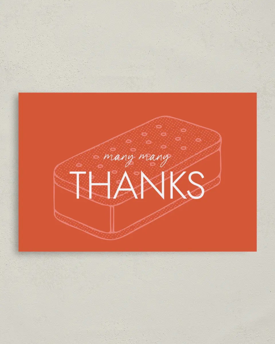 This is a 4" x 6" Folded Bachelorette Party Thank You Card called Sweet Treats printed in full color on Premium Smooth paper