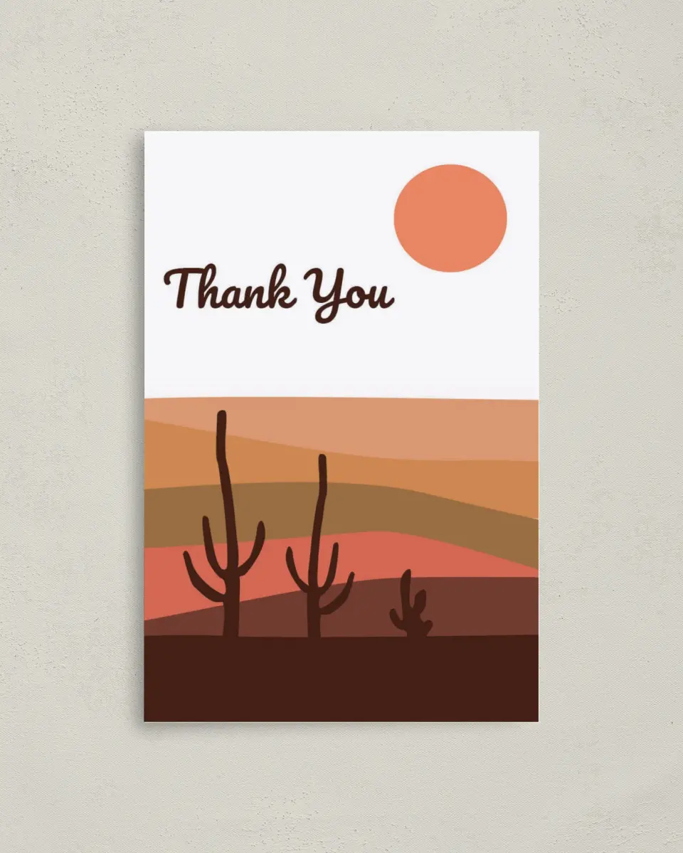 This is a 4" x 6" Folded Bachelorette Party Thank You Card called Elevated Love printed in full color on Premium Smooth paper