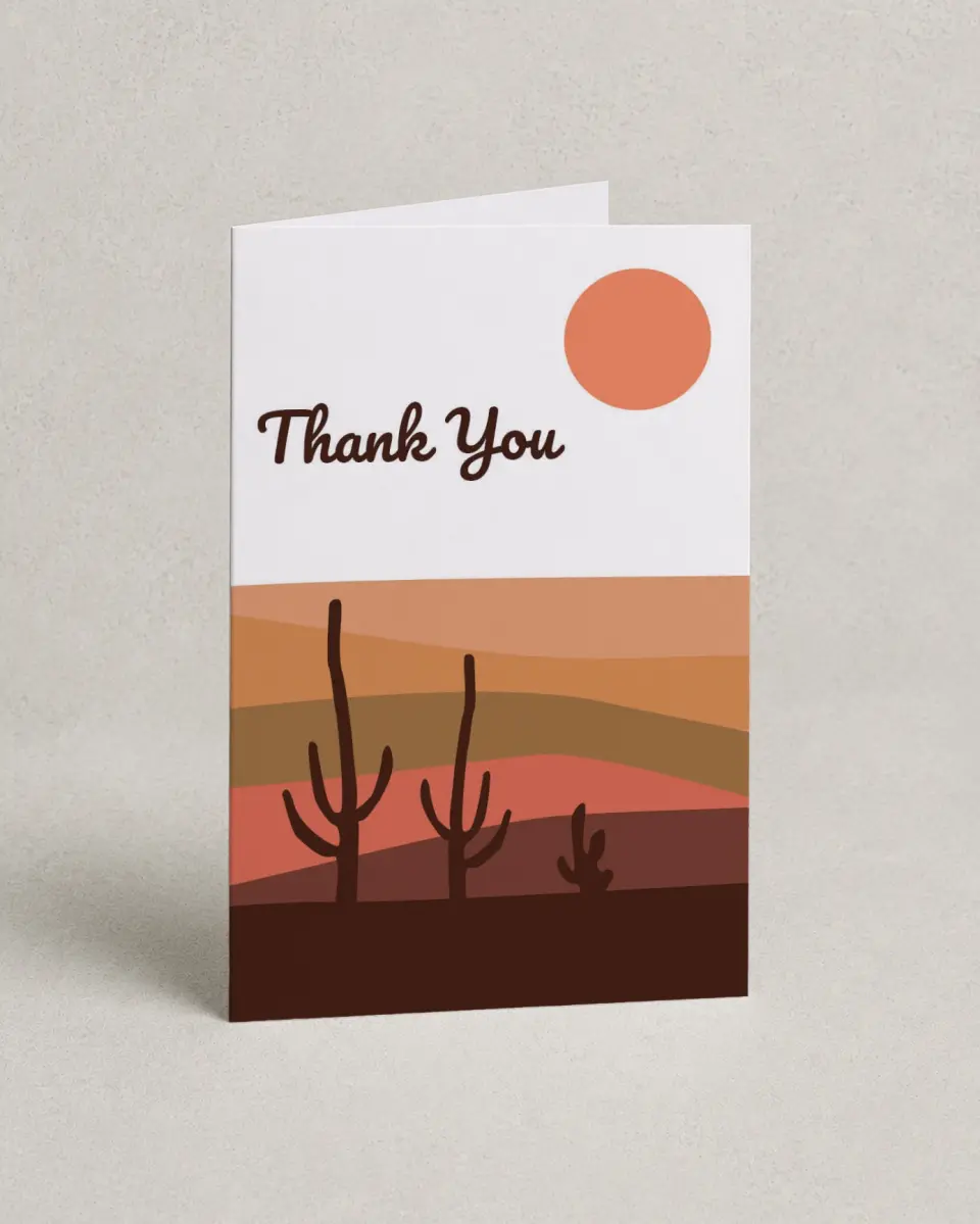 This is a 4" x 6" Folded Bachelorette Party Thank You Card called Elevated Love printed in full color with Silver foil on Luxe Satin (coated) paper