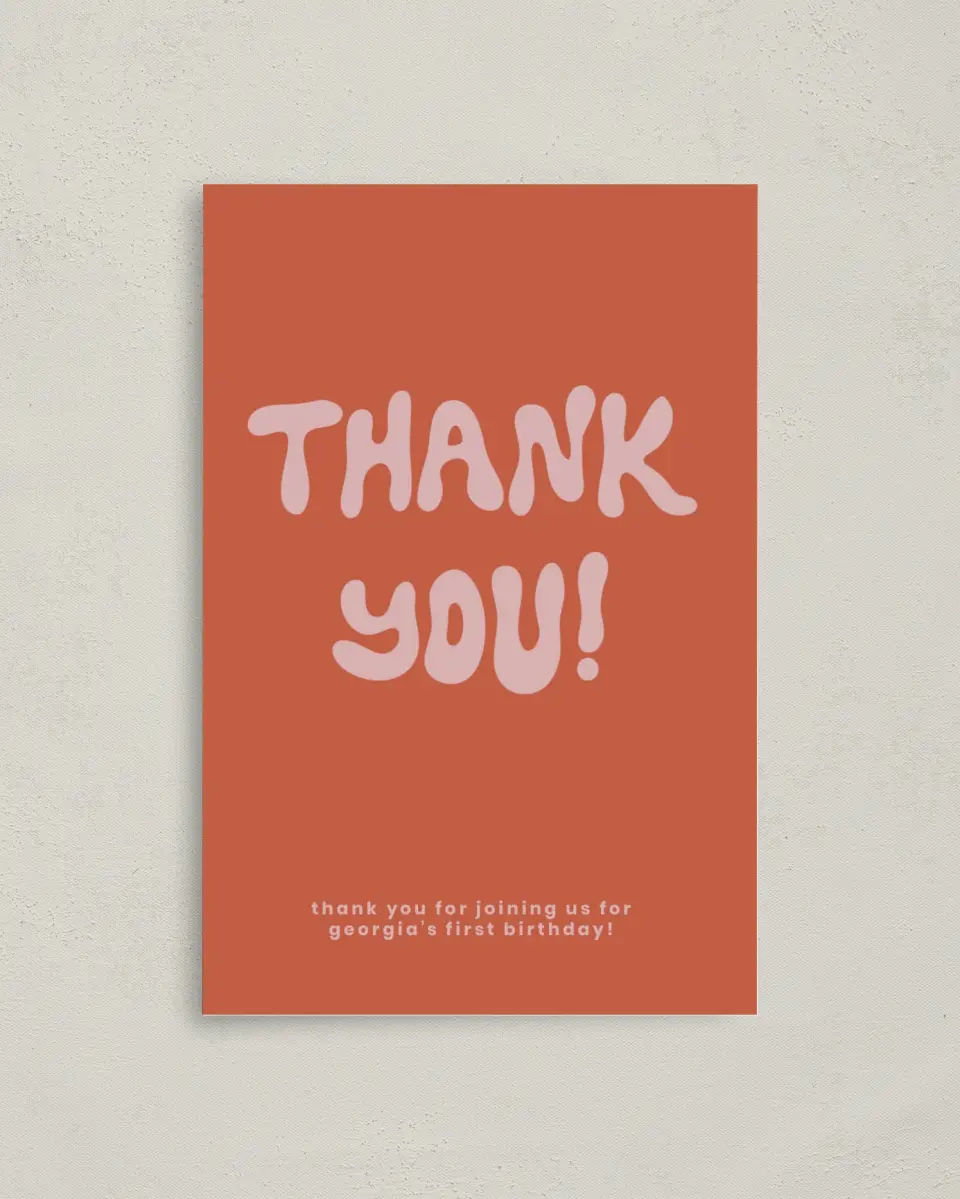 This is a 4" x 6" Folded Thank You Card called One is Fun printed in full color on Premium Smooth paper