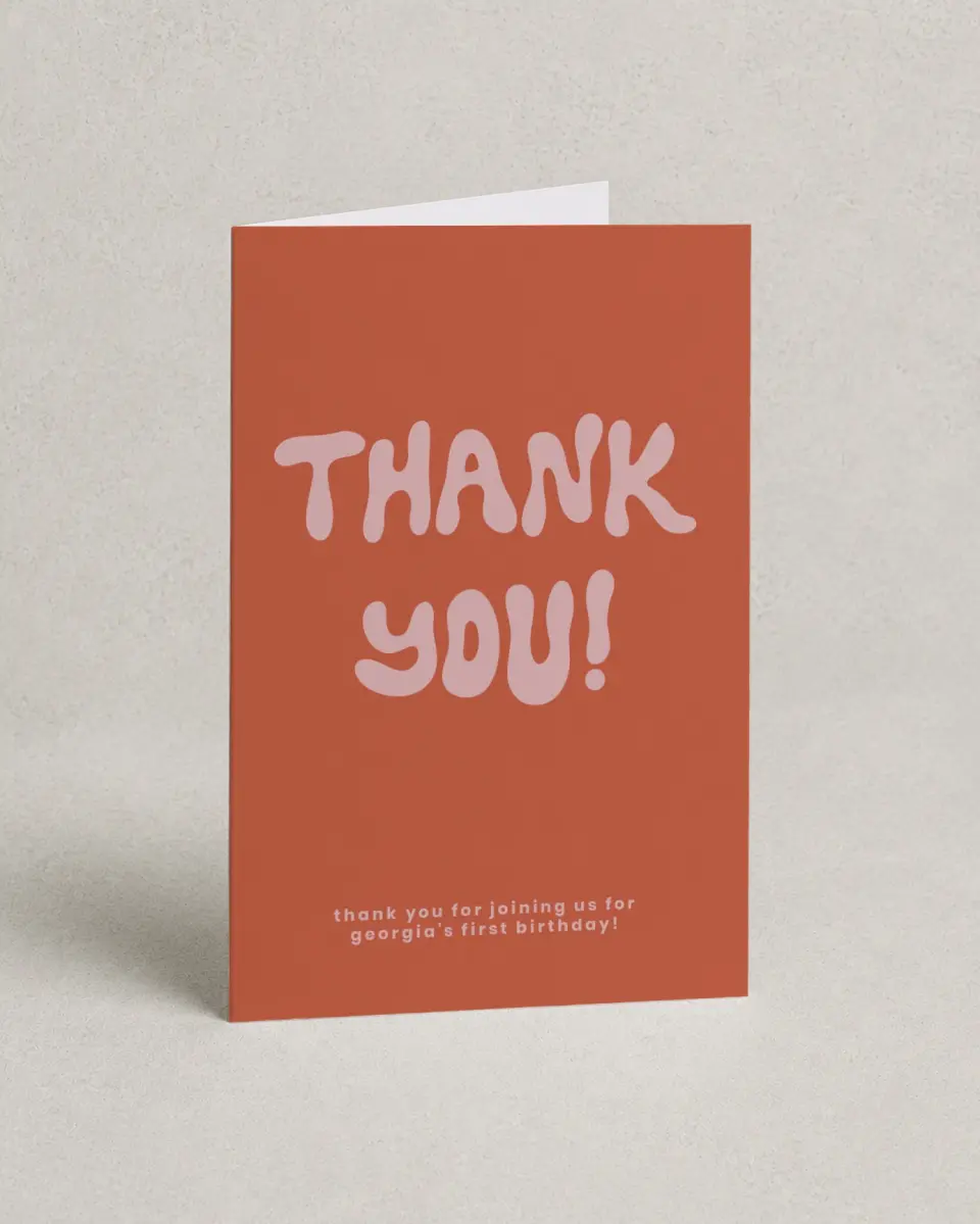 This is a 4" x 6" Folded Thank You Card called One is Fun printed in full color on Premium Smooth paper