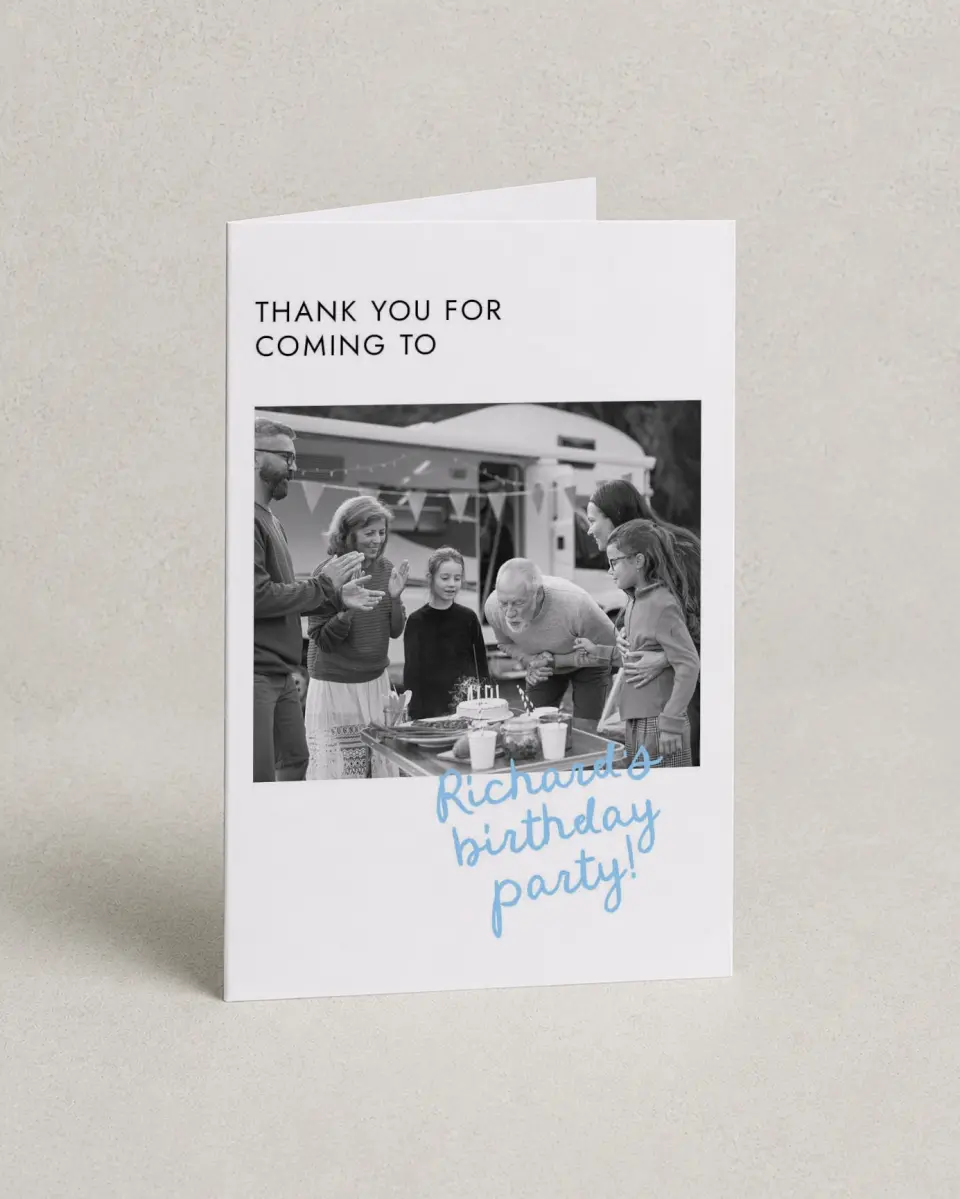 This is a 4" x 6" Folded Thank You Card called Older and Wiser printed in full color on Premium Smooth paper