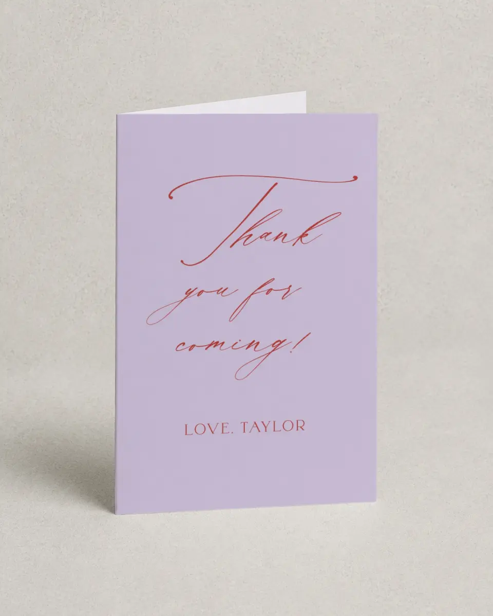 This is a 4" x 6" Folded Thank You Card called Make a Wish printed in full color on Premium Smooth paper