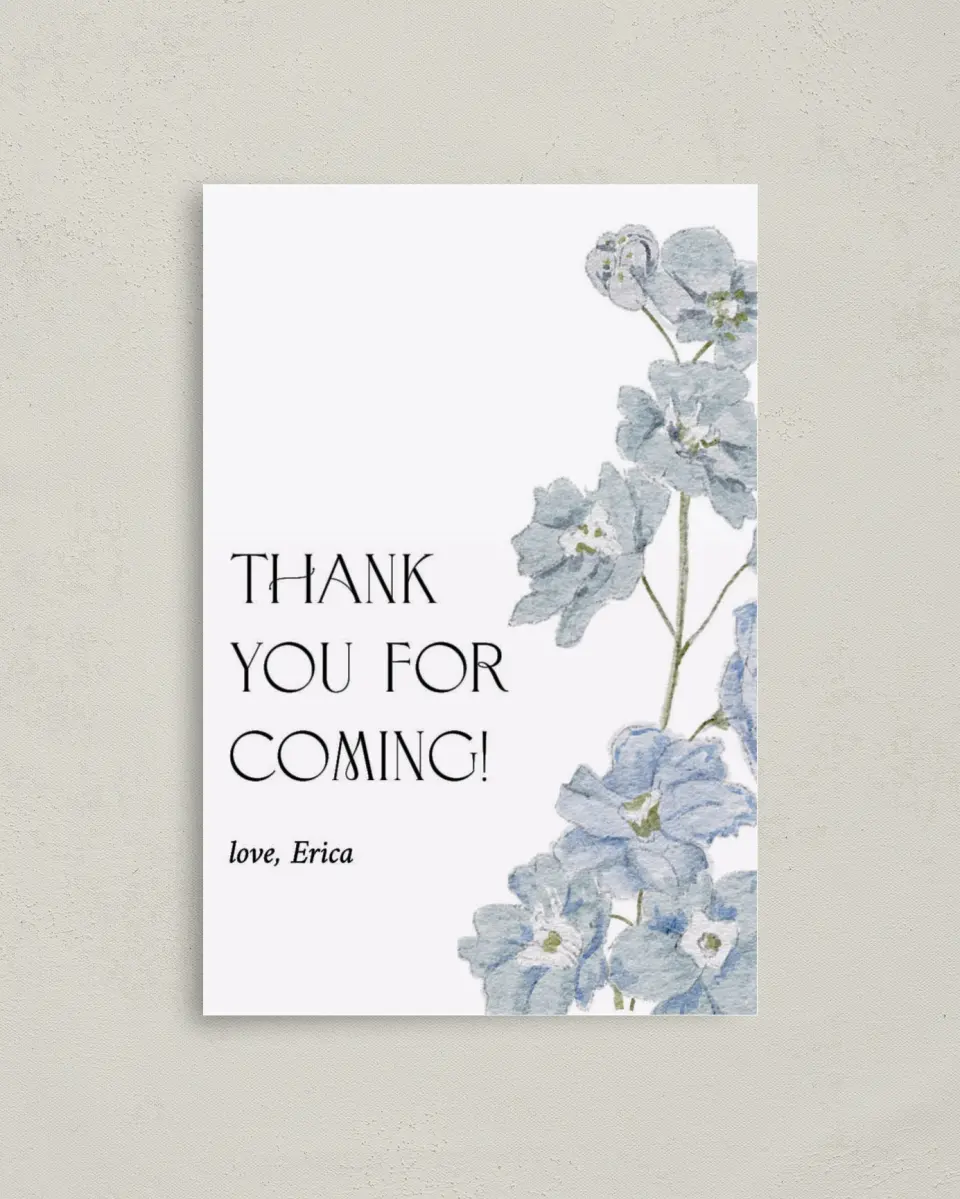 This is a 4" x 6" Folded Thank You Card called Garden Birthday printed in full color on Premium Smooth paper