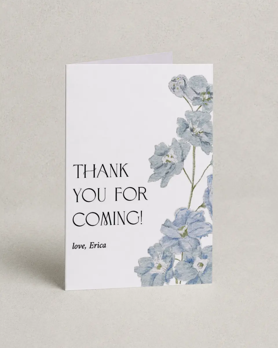 This is a 4" x 6" Folded Thank You Card called Garden Birthday printed in full color on Premium Smooth paper