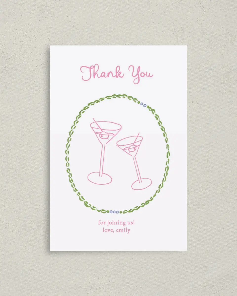 This is a 4" x 6" Folded Thank You Card called Tini Bit Older printed in full color on Premium Smooth paper
